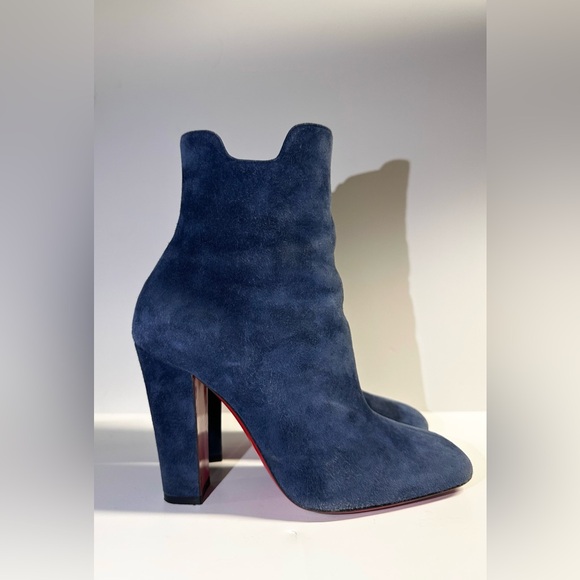 Christian Louboutin Tiagadaboot 100 Navy Veau Velours size 36.5 - Picture 3 of 6